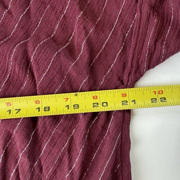 Juicy Couture Ruffle Sleeve Tie Front Top Burgundy Metallic Size Large - Picture 5 of 12